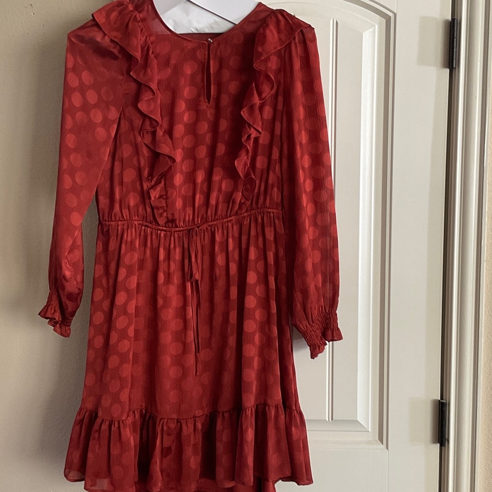 Rust Polka Dot Ruffle Women’s dress